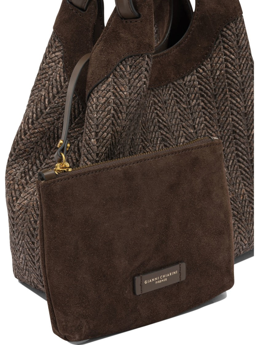 Gianni Chiarini Spacious Textured Shoulder Bag With Suede Accents