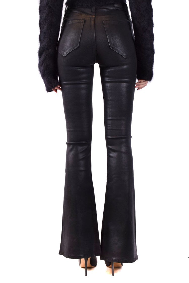 Paige Black Flared Jeans With Side Slits And Luxurious Fabric Blend