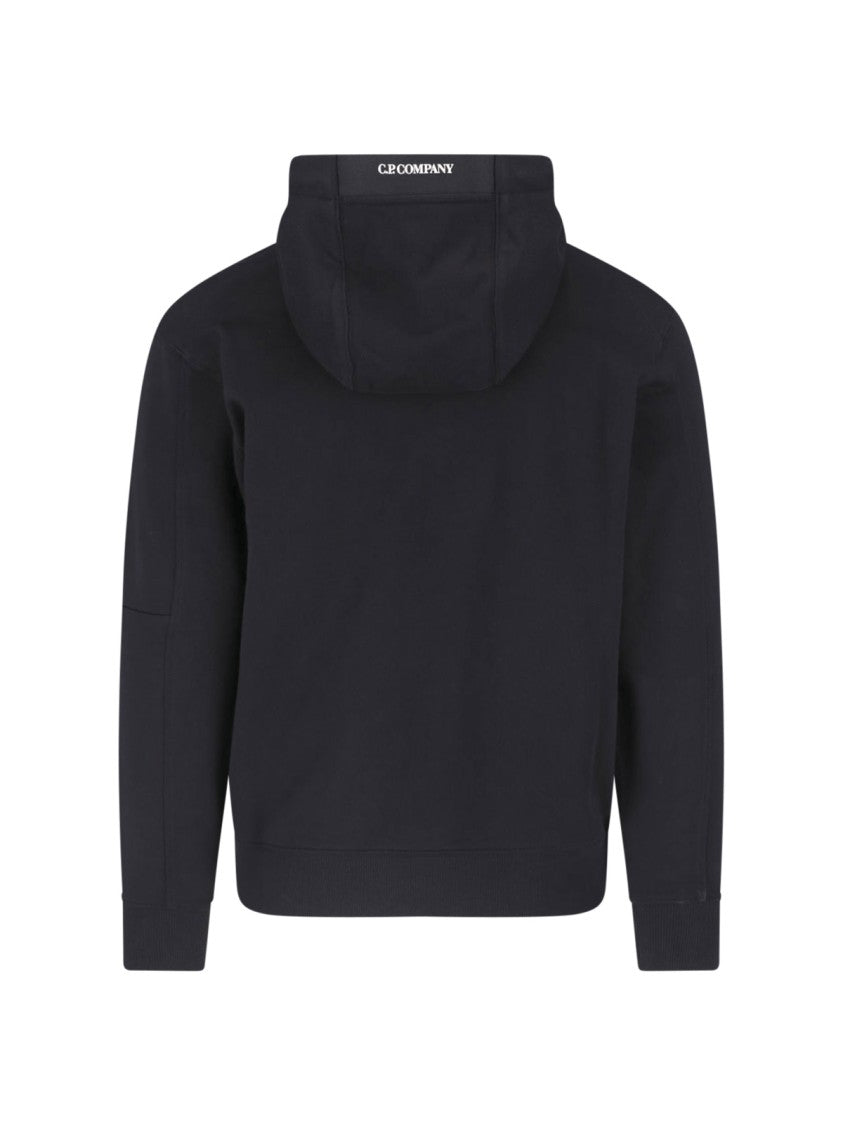 C.P. Company Black Cotton Logo Hoodie