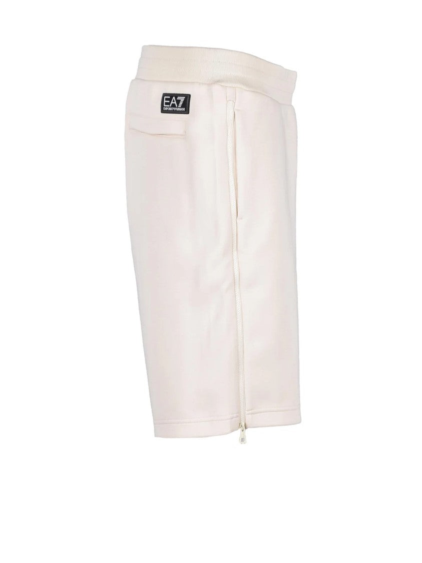 Ea7 Emporio Armani White Cotton-Blend Sweatshirt Shorts