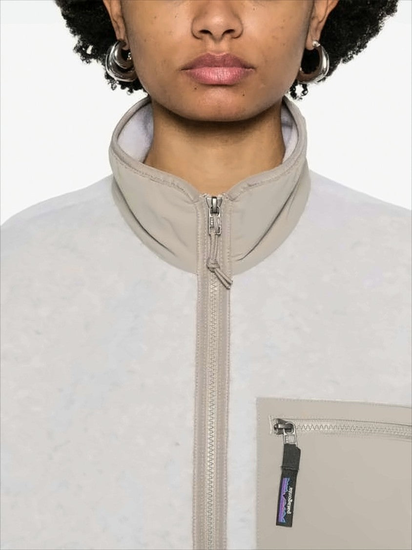 Patagonia Light Grey Fleece Jacket With Beige Accents