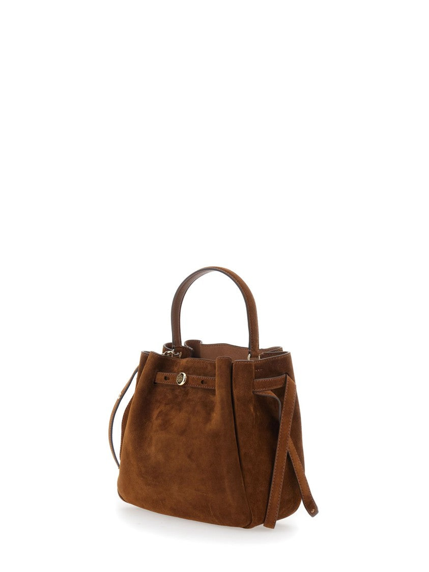 Tory Burch Structured Brown Suede Handbag