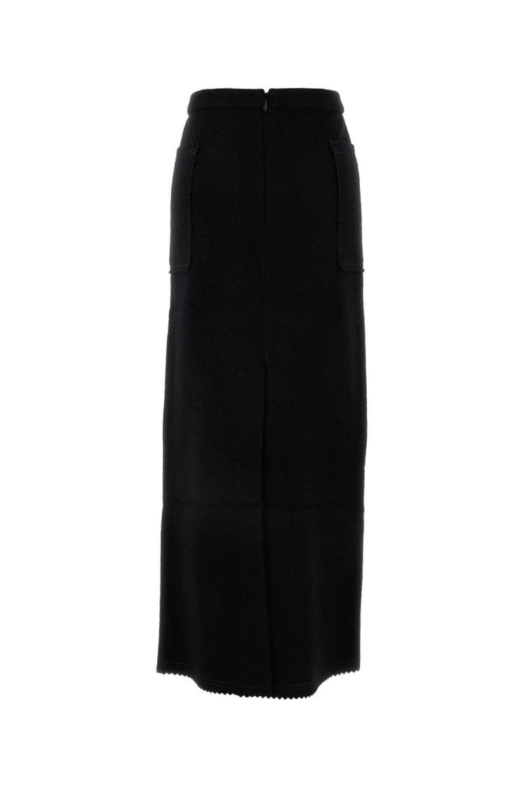 Max Mara Black Wool Blend Galosce Skirt