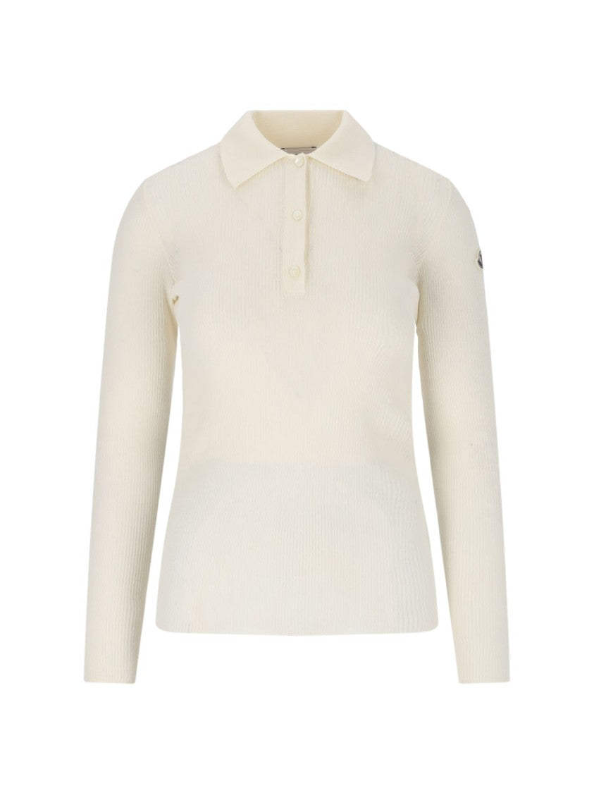 Moncler Ribbed Cotton-Blend Moncler Top With Classic Collar