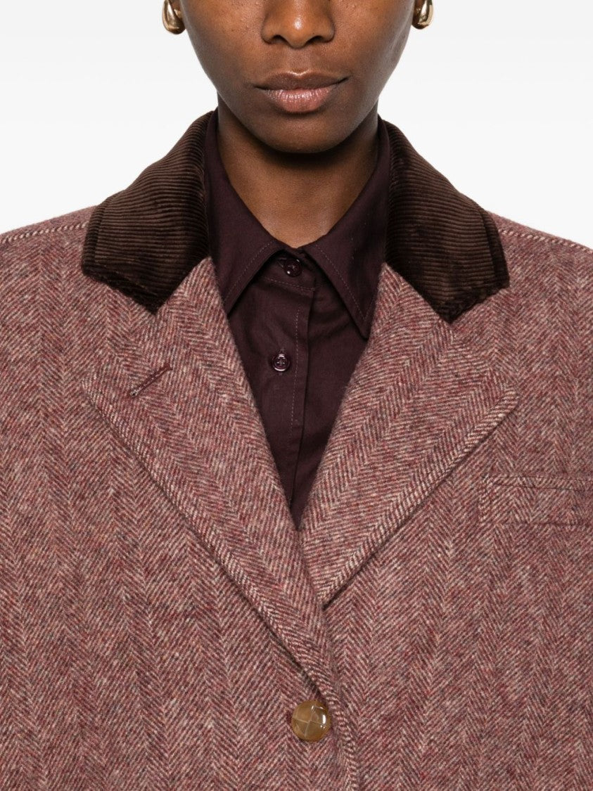 Blaze Tailored Pink Blazer With Textured Herringbone