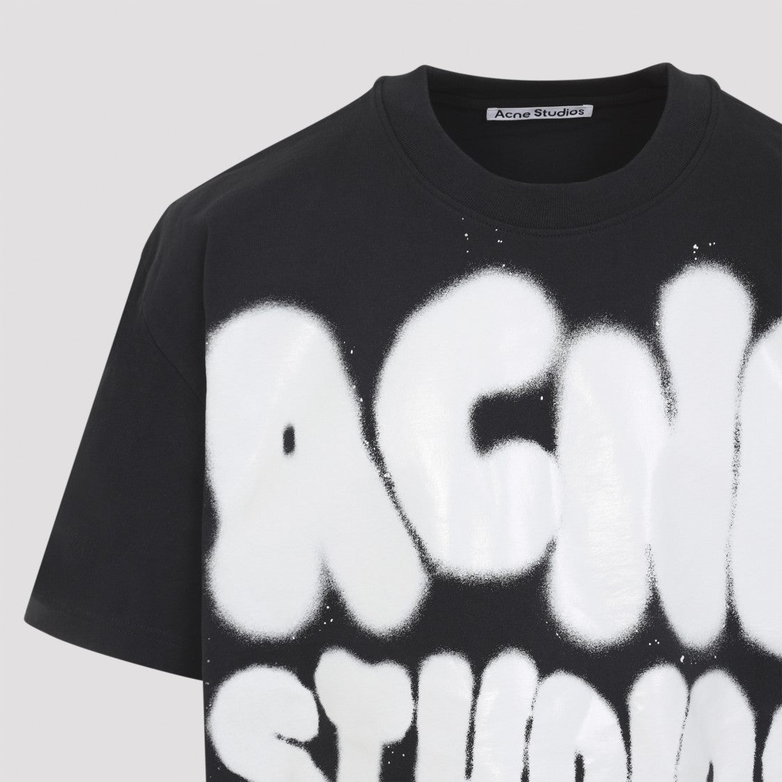 Acne Studios Printed Black Cotton T-Shirt With Graffiti-Style Detailing