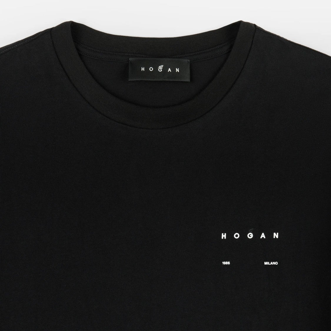 Hogan Minimalist Black T-Shirt With Calfskin Blend