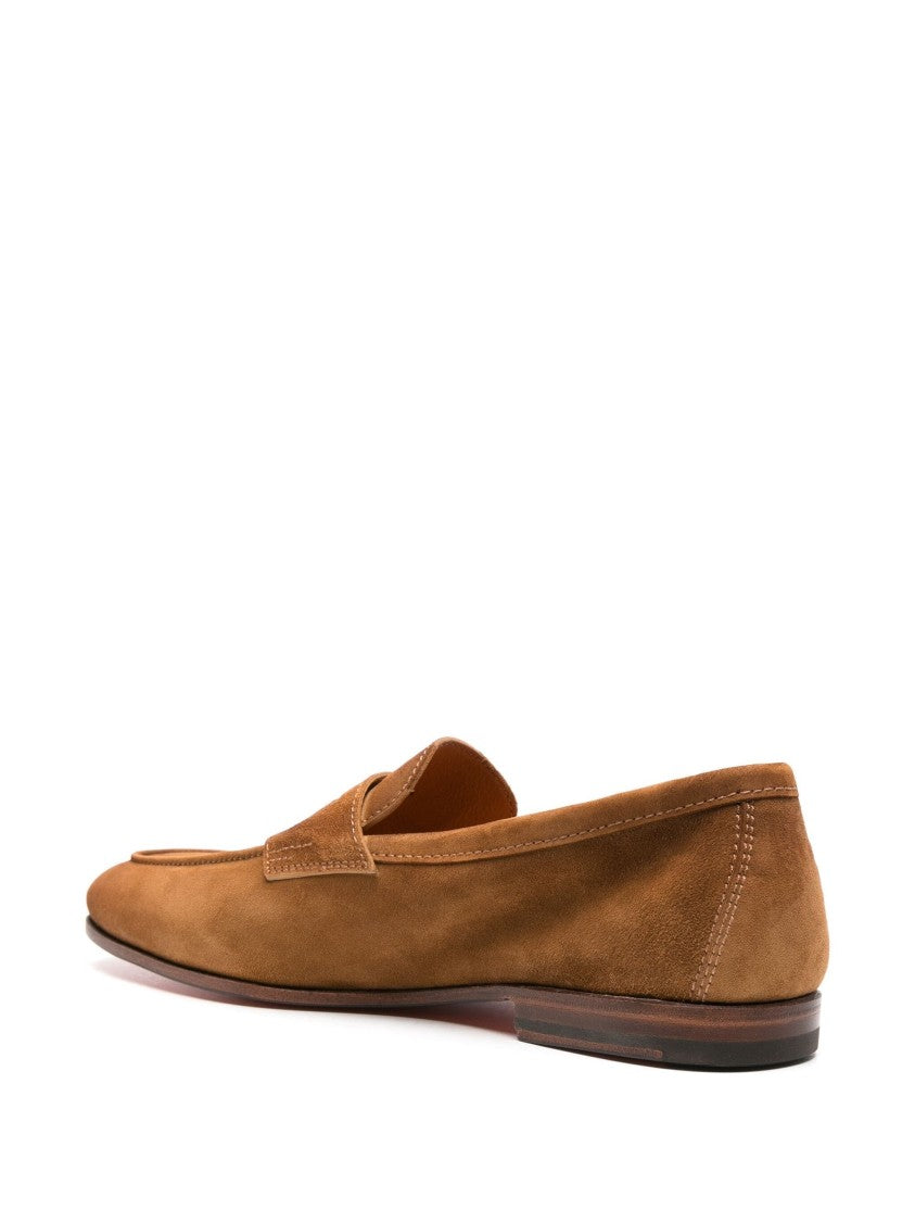Santoni Cow Leather Loafers With Refined Stitch Detail