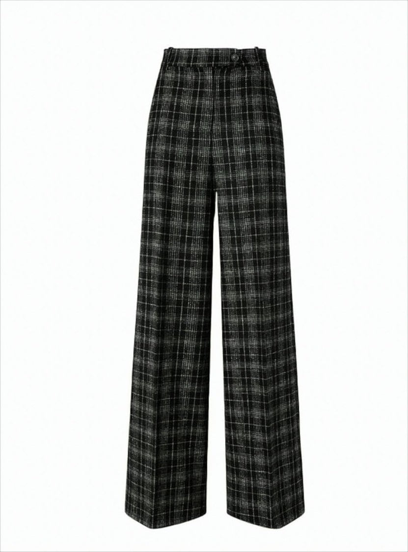 Pinko Tailor-Inspired Long Trousers With Monochrome Check Pattern
