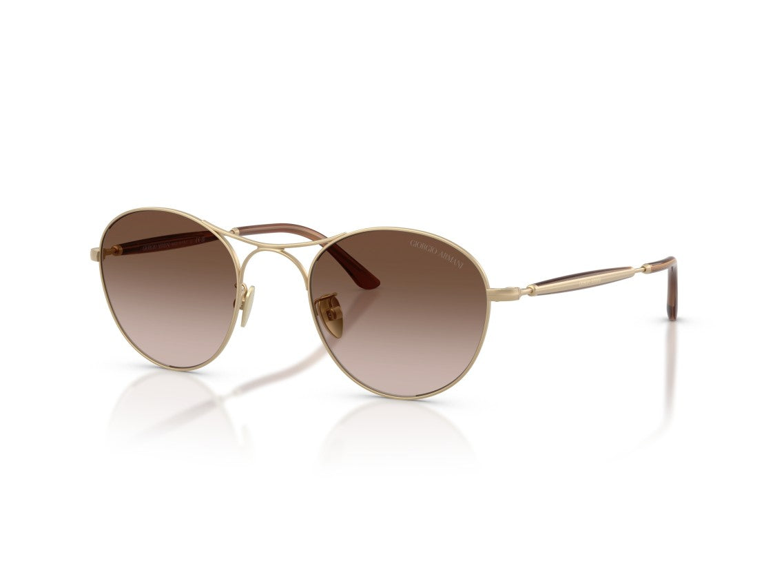 Giorgio Armani Gold 0Ar6177 Double Bridge Round Sunglasses