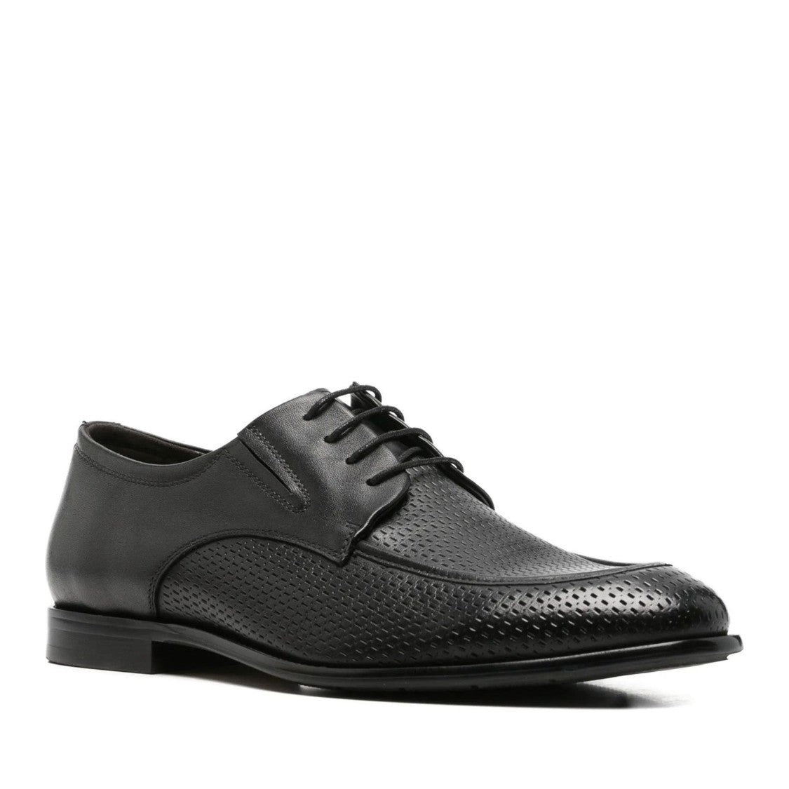 Alberto Gozzi Black Elegant Lace-Up Leather Flats