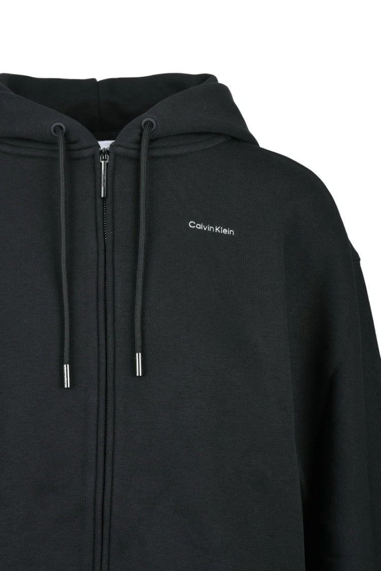 Calvin Klein Black Cropped Hooded Sweatshirt