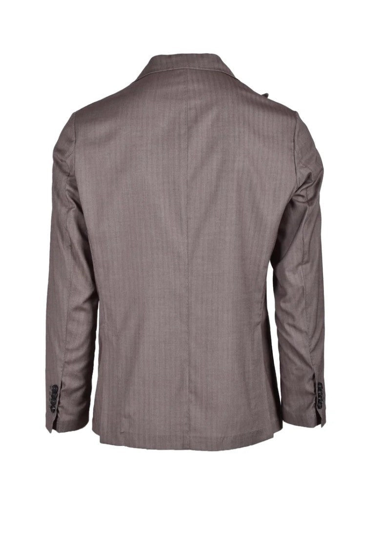 Laboratori Italiani Double-Breasted Brown Jacket With Pinstripe