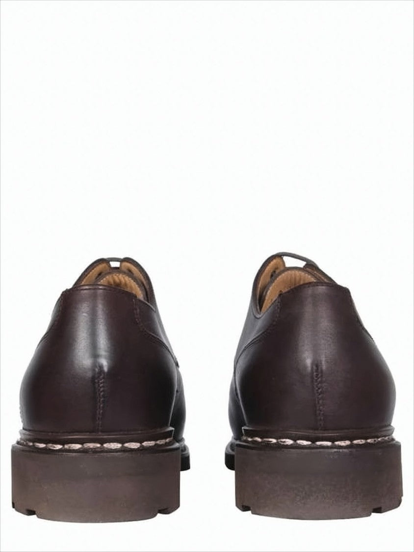 Paraboot Polished Calf Leather Loafers With Moc Toe Design