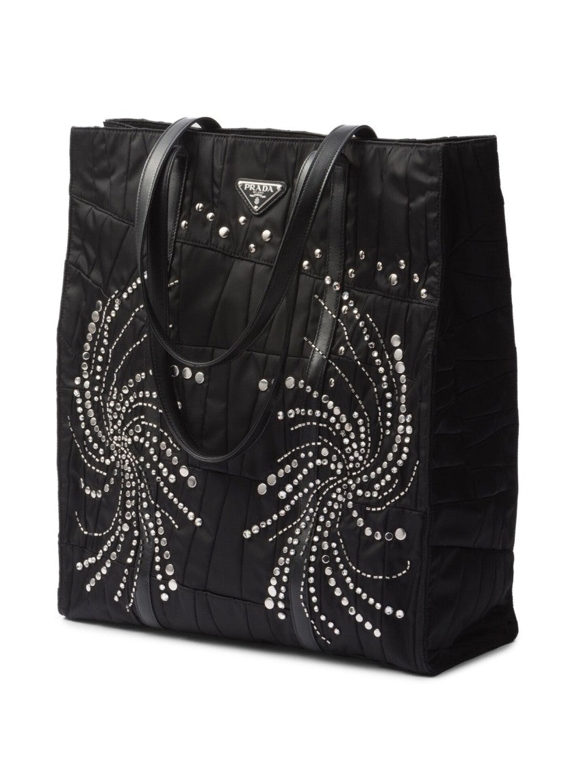 Prada Black Quilted Re-Nylon Patchwork Tote