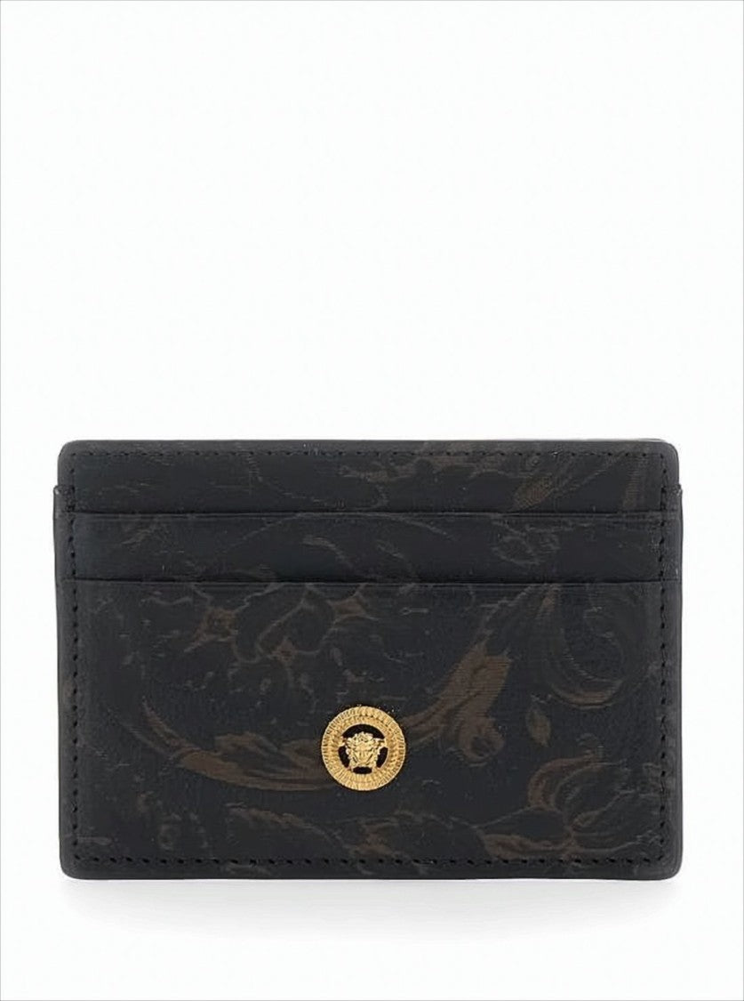 Versace Textured Leather Card Holder With Medusa Emblem