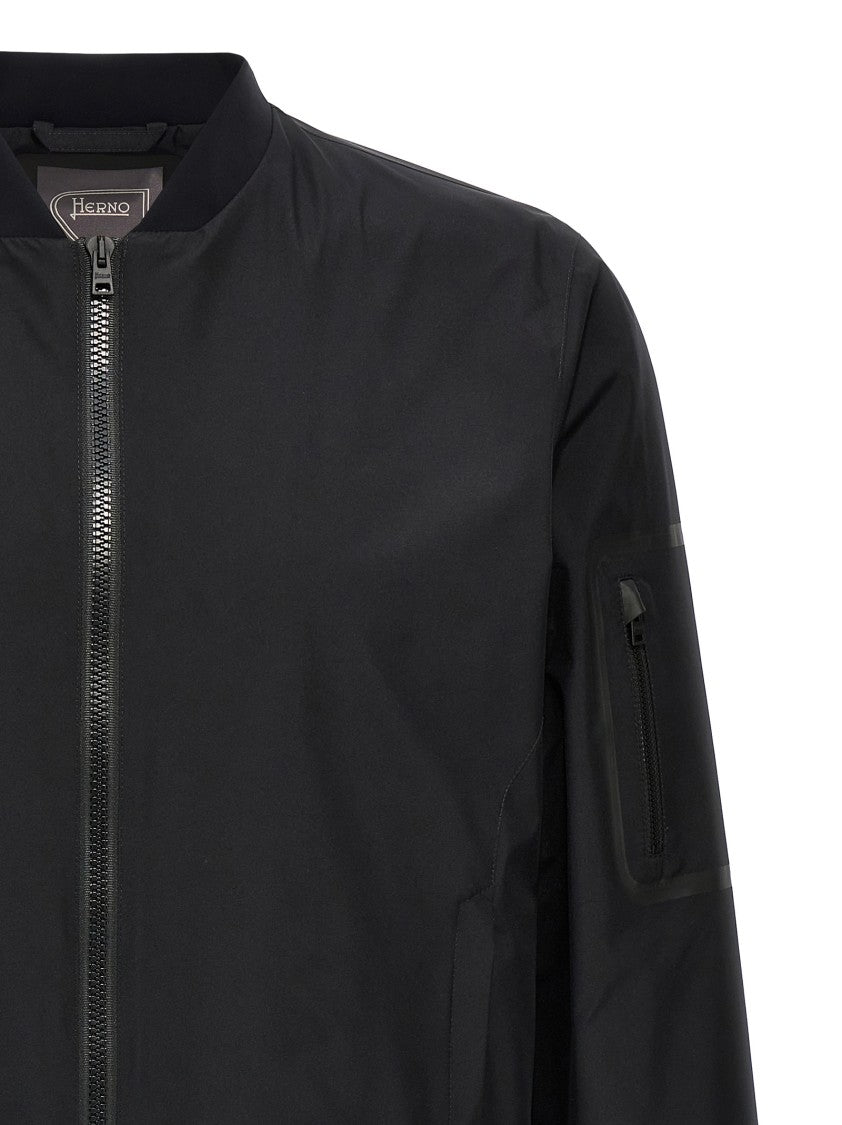 Herno Technical Black Bomber Jacket With Gore-Tex Infinium