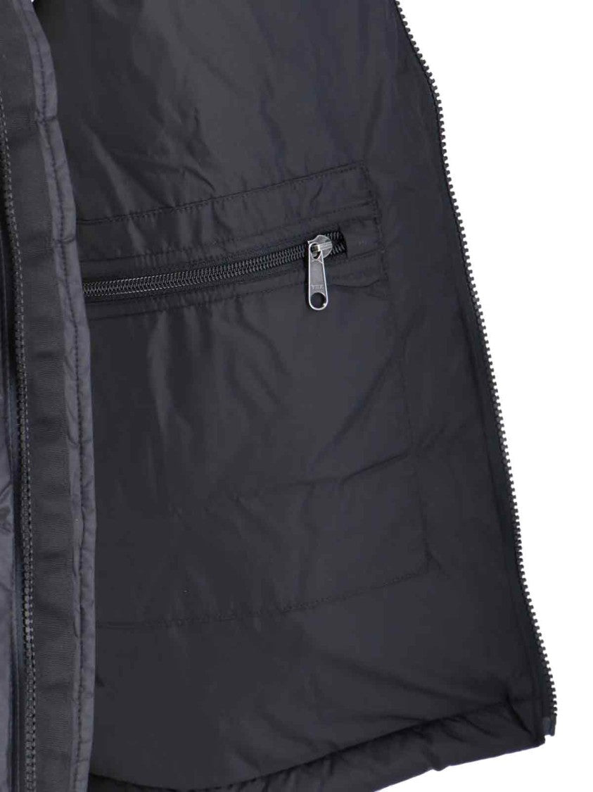 The North Face Quilted Black Down Jacket With High Collar And Detachable Hood