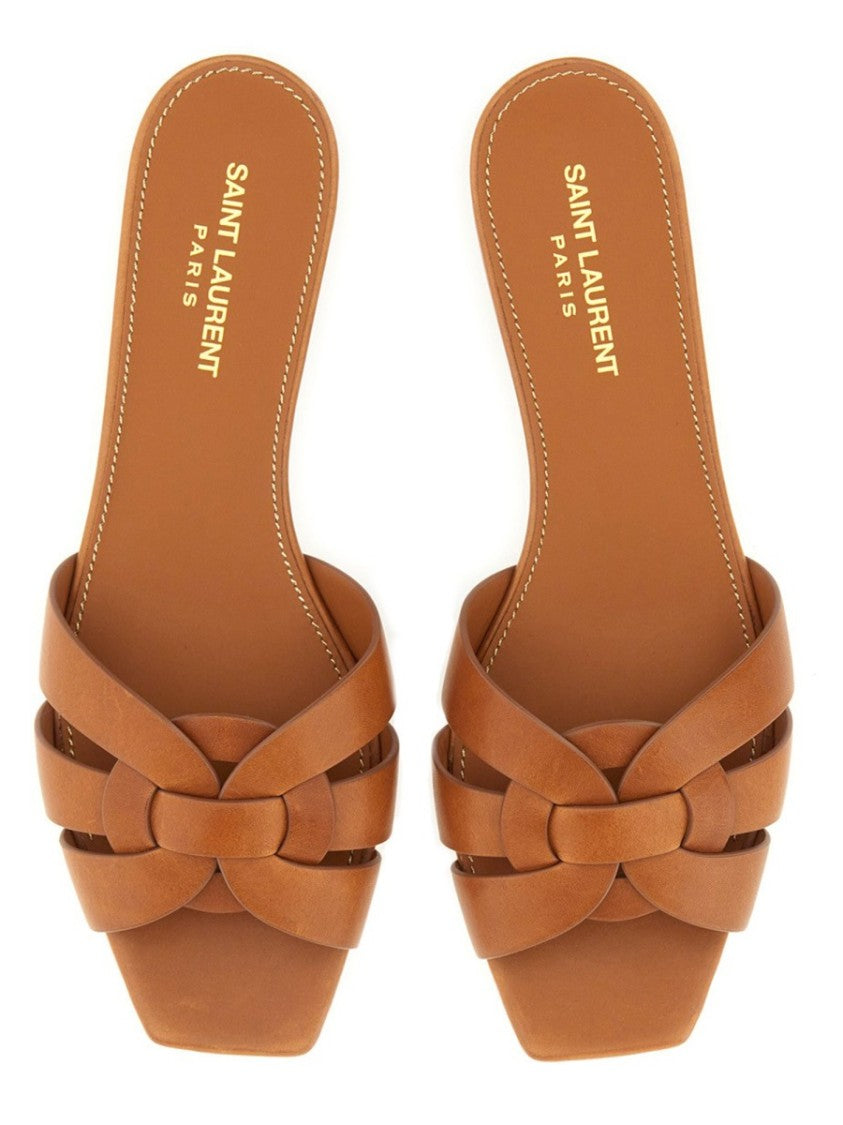 Saint Laurent Tribute Woven Leather Open-Toe Mules
