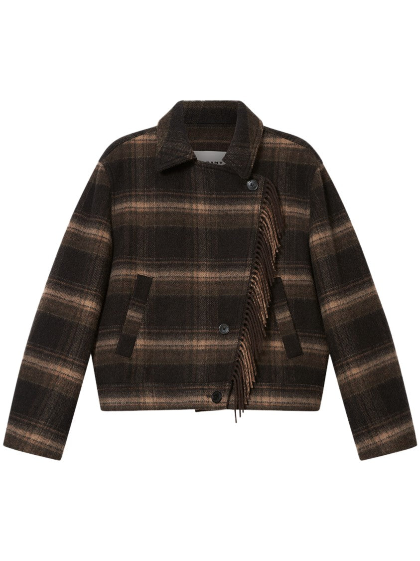 Isabel Marant Étoile Galeane-Gc Cropped Fringe Plaid Jacket