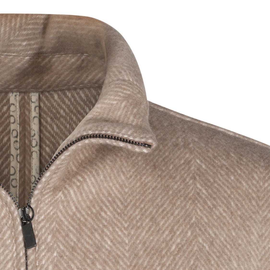 Altea Beige Herringbone Zip-Front Casual Jacket