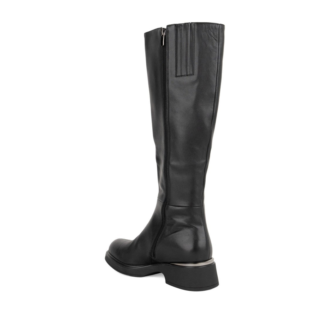 Linda Baumann Black Leather Tall Side Zip Boots