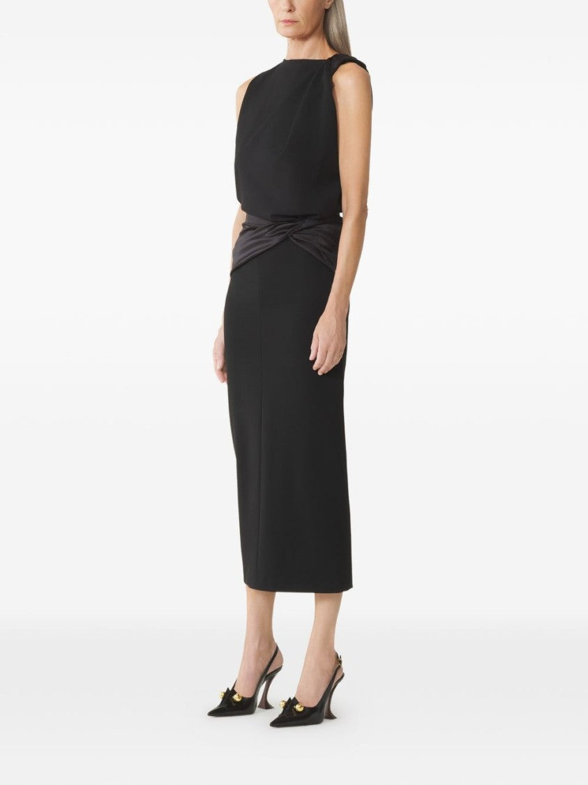 Lanvin Open Back Midi Dress With Satin Detail