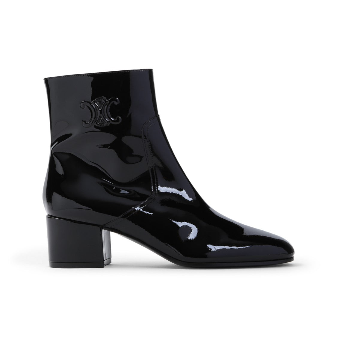 Celine Triomphe Zipped Black Calf Leather Boots