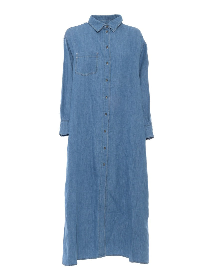 7 For All Mankind Maxi Shirt Dress With Button-Down Front