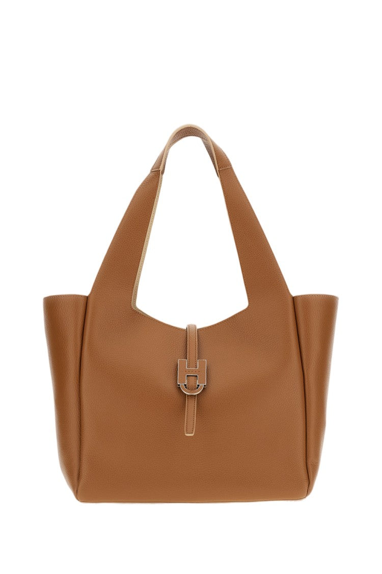 Hogan Beige Leather Shopping Trend Tote Bag