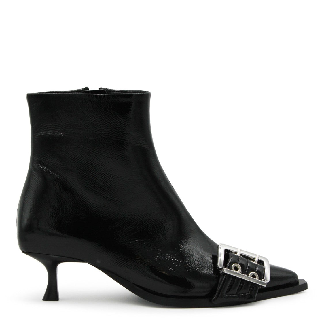 Ganni Black Leather Kitten Low Heel Boots