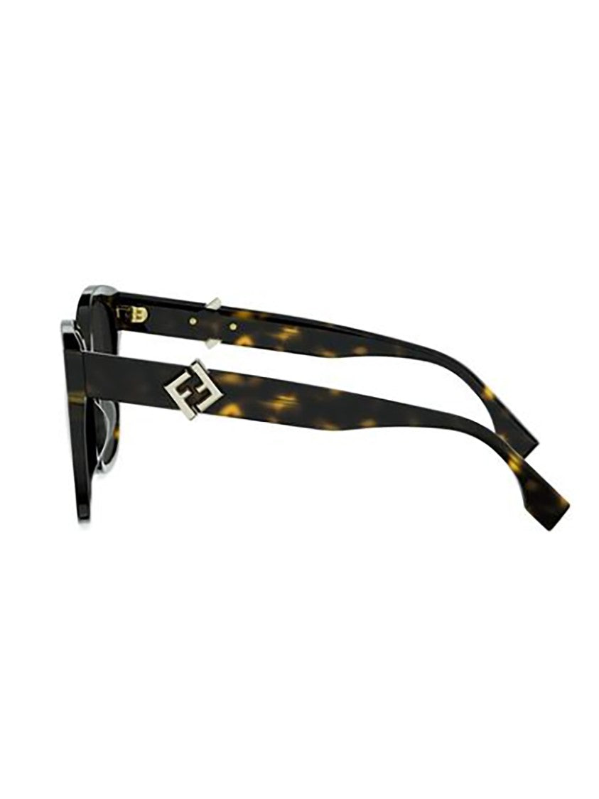 Fendi Tortoiseshell Fe40186i Rectangular Metal Sunglasses