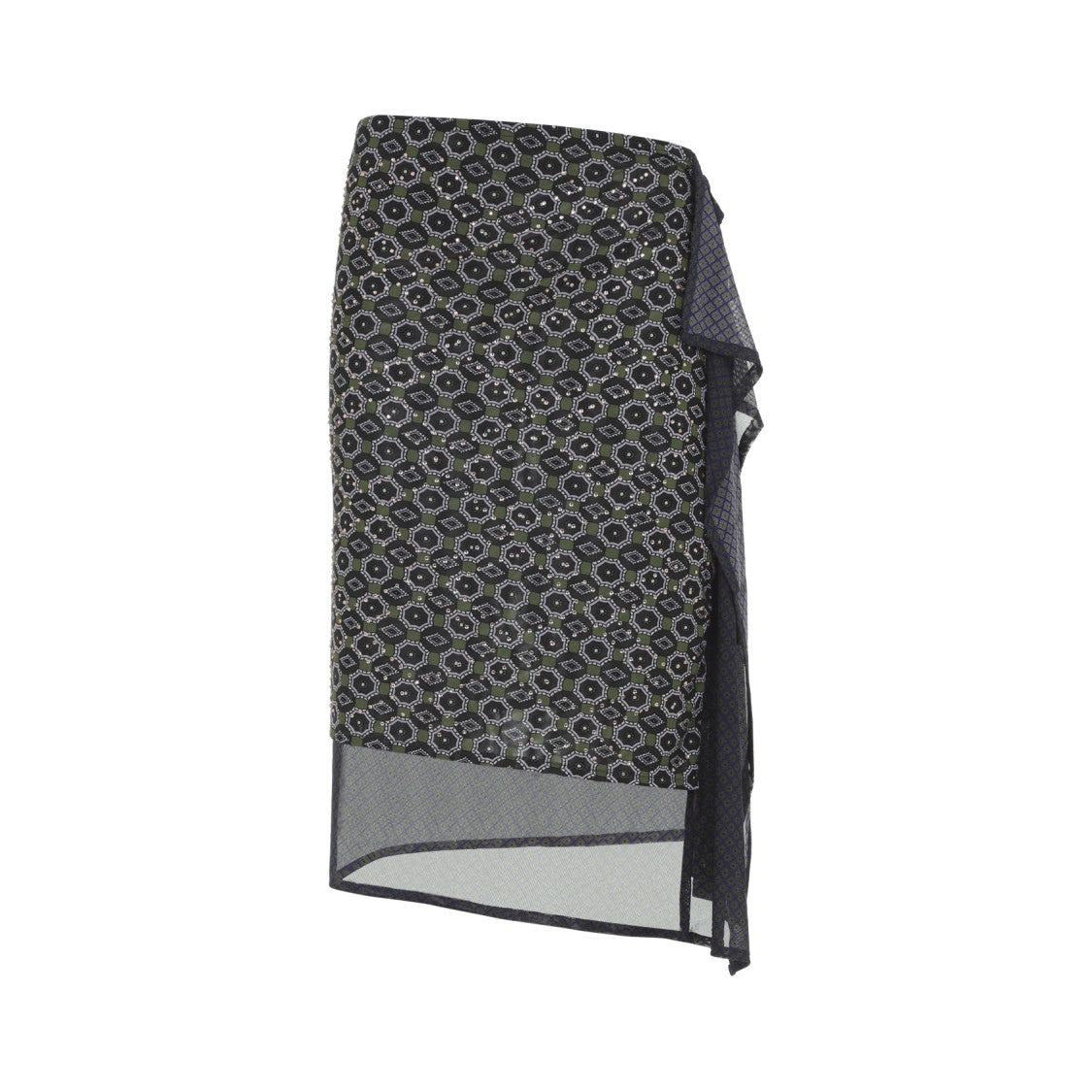 Dries Van Noten Asymmetrical Midi Skirt With Geometric Pattern