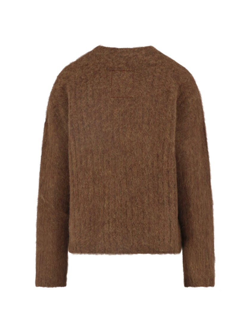 Uma Wang Brown Crewneck Alpaca-Blend Knit Sweater