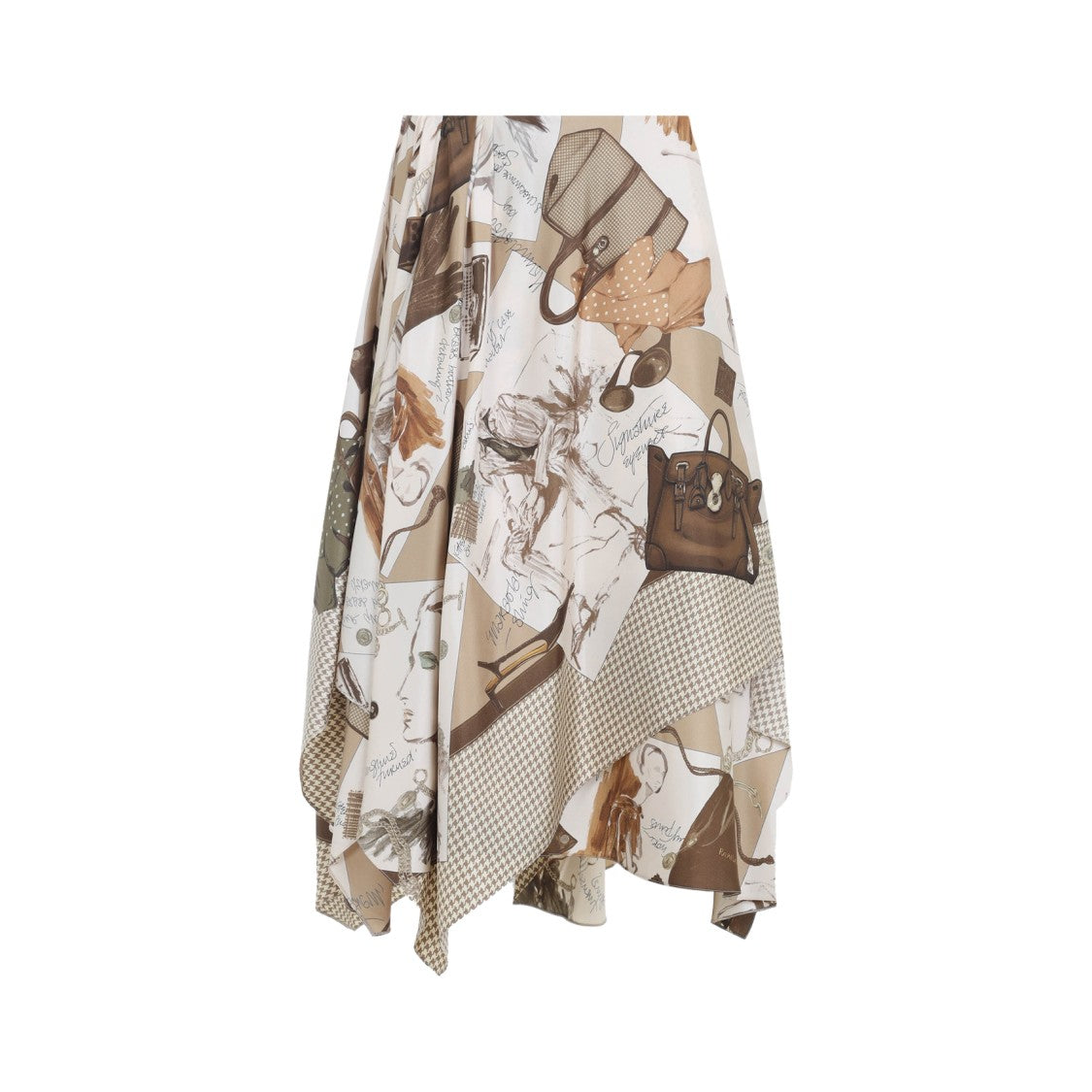 Polo Ralph Lauren Glenn Knee Beige Silk Midi Skirt