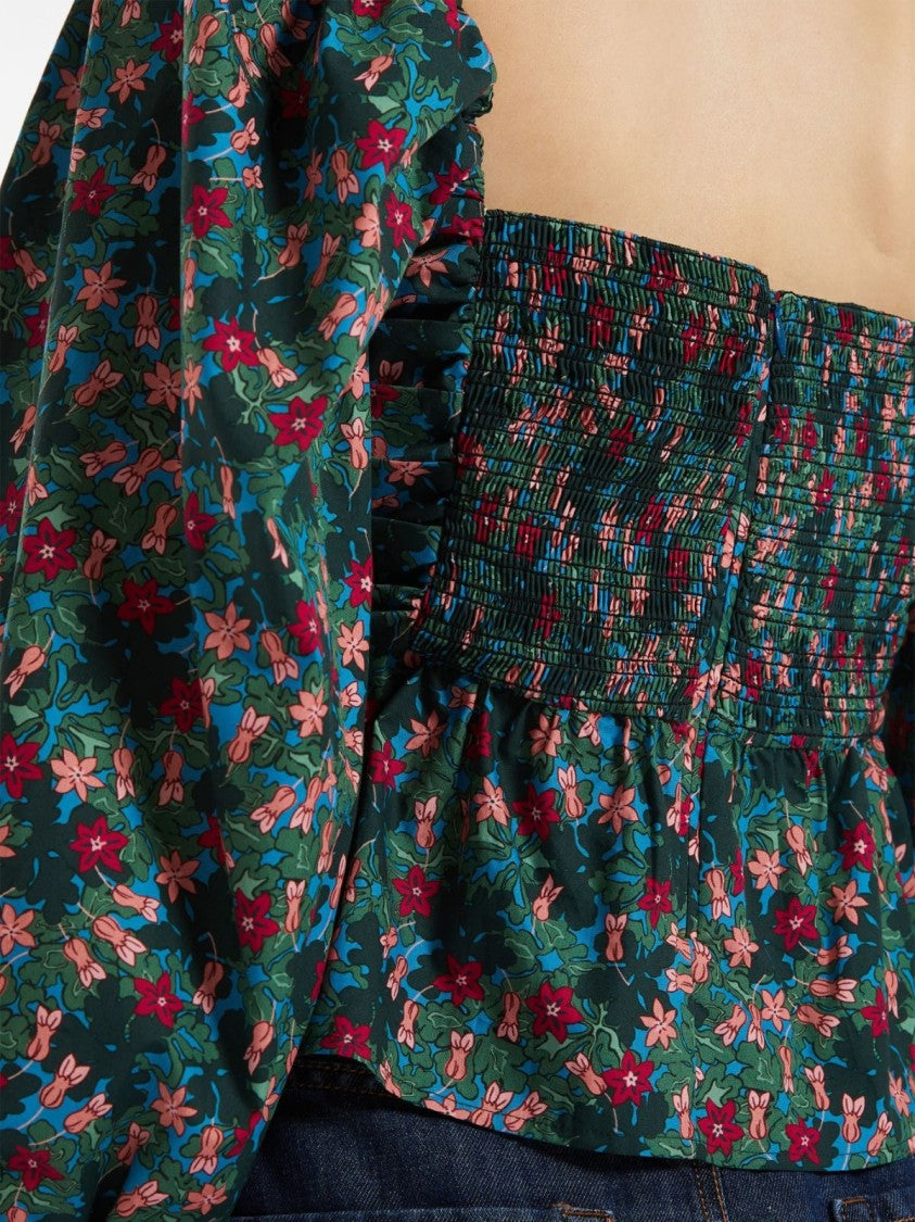 Max Mara Floral Print Top With Square Neckline
