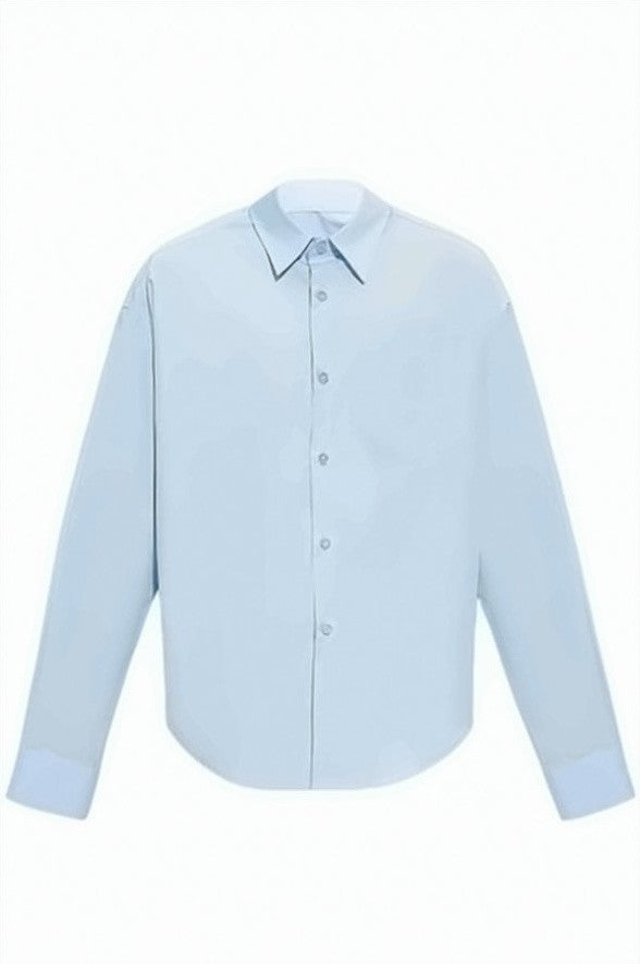 Ami Paris Lightweight Blue Long-Sleeve Casual Shirt With Classic Collar