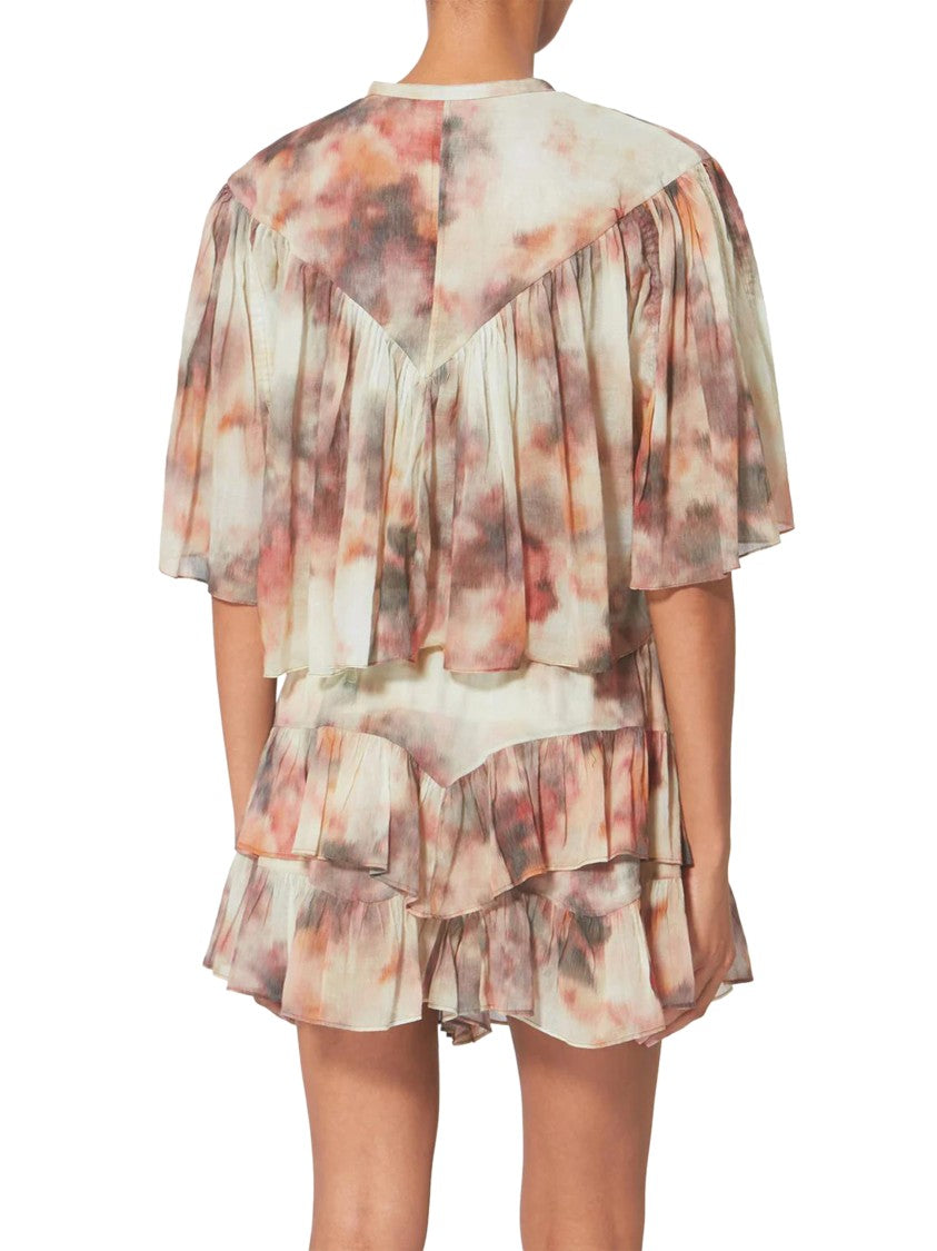 Isabel Marant Étoile Cropped Blouse With Flared Sleeves And Ruffle Details