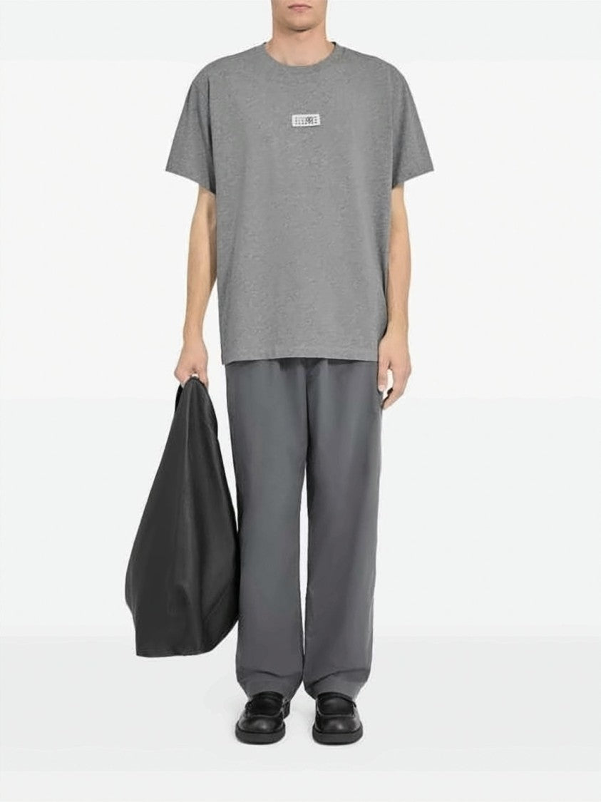 Mm6 By Maison Margiela Boxy Fit Grey T-Shirt With Rectangular Chest Patch
