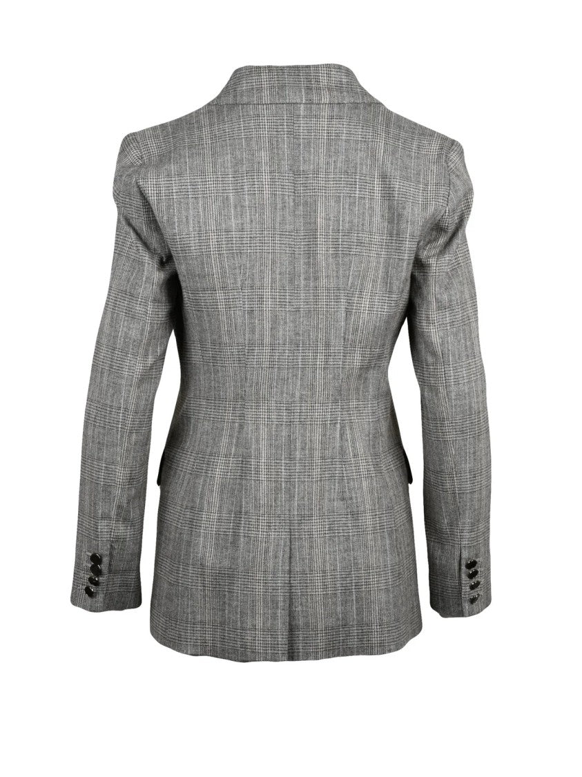 Marella Tailored Double-Breasted Jacket With Checkered Pattern