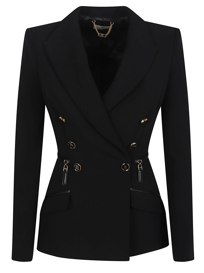 Elisabetta Franchi Tailored Black Blazer With Gold-Tone Buttons