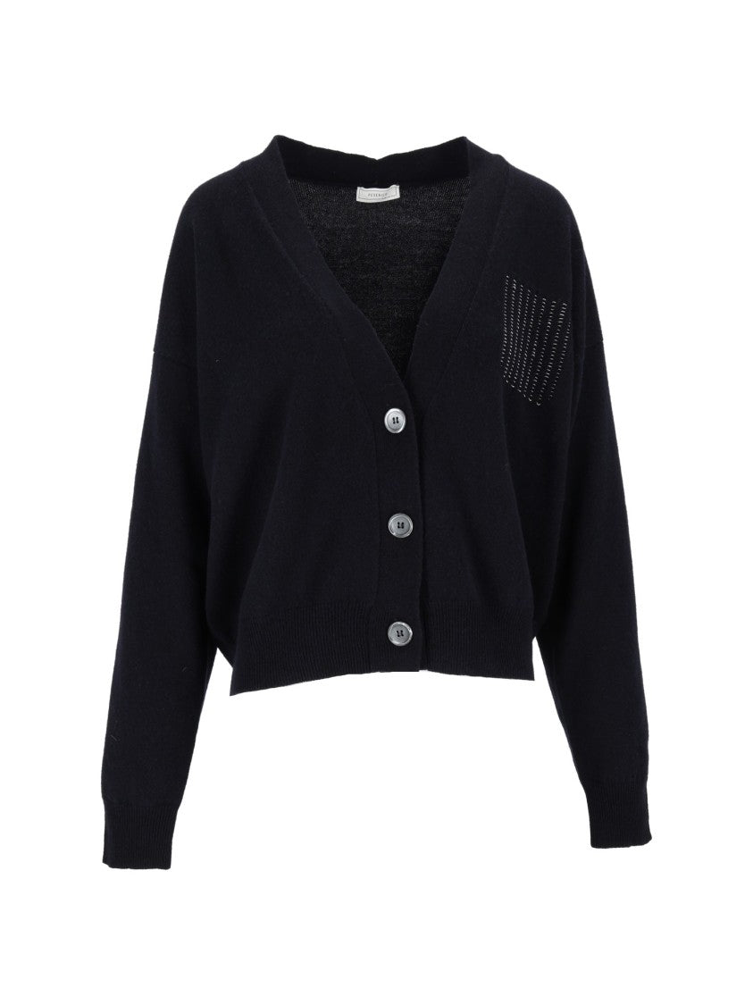 Peserico Cropped V-Neck Knit Cardigan
