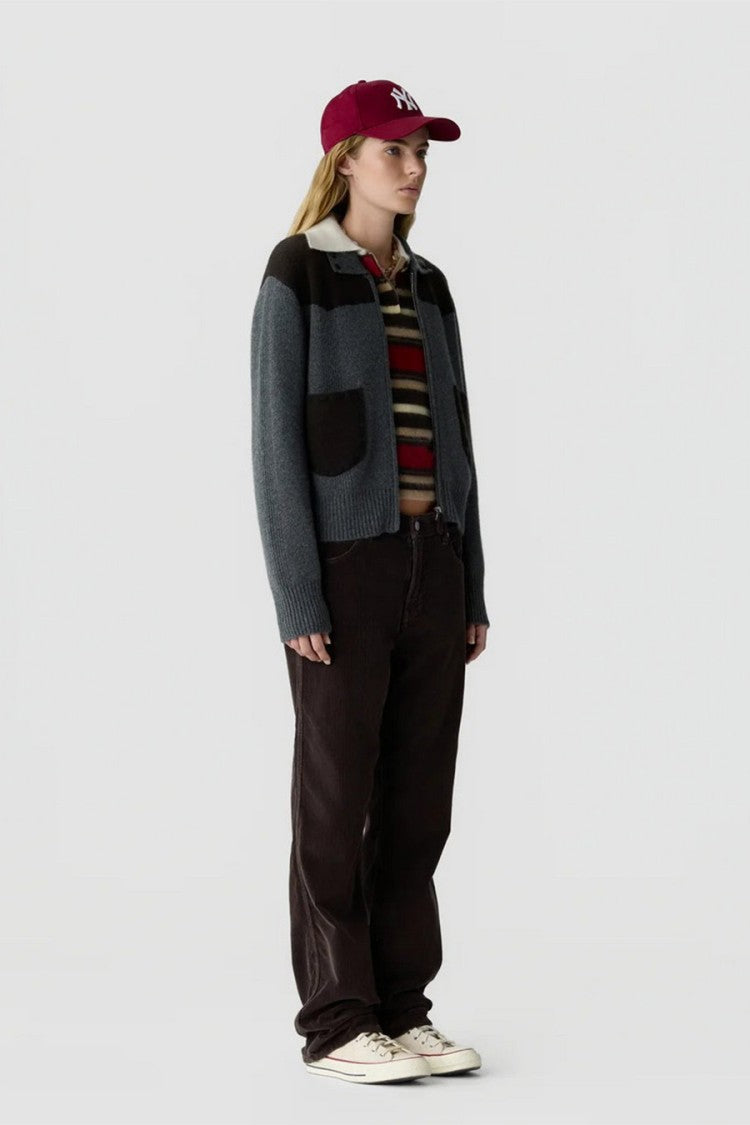 Guest In Residence Charcoal Yoke Detail Zip-Front Wool-Blend Jacket