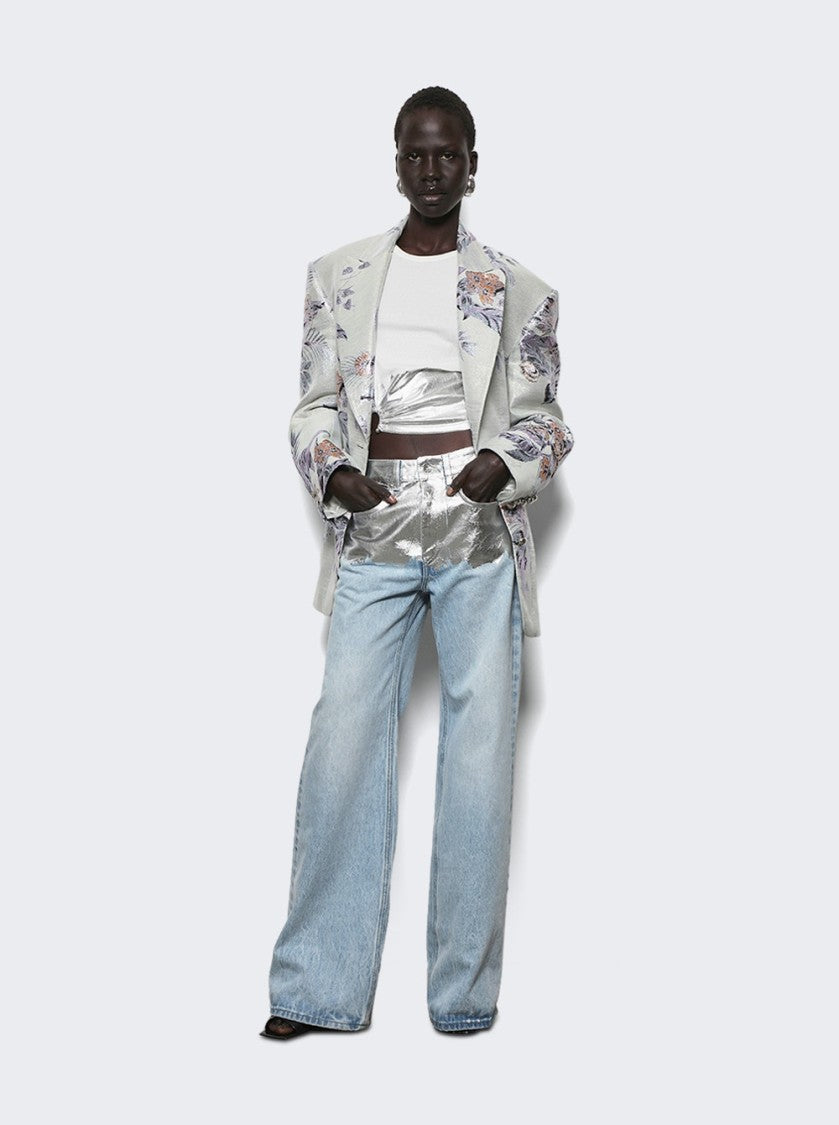 Rabanne Metallic Floral Brocade Blazer Hawaii And Green