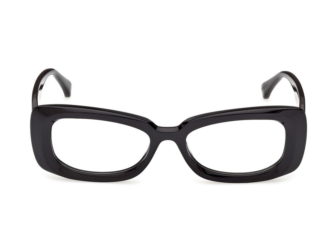 Max Mara Glossy Black Mm5233 Oversized Square Acetate Eyeglasses