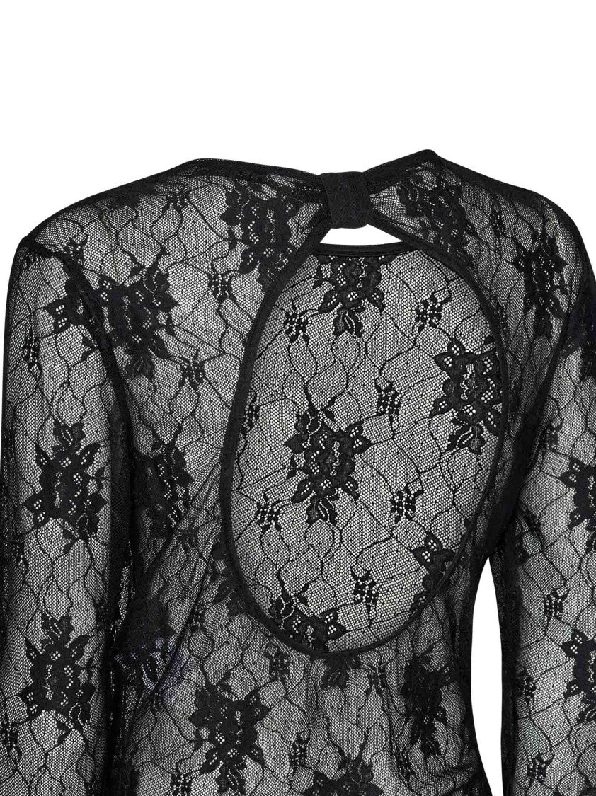 Nina Ricci Lace Long-Sleeved Top With Unique Cut-Out Back And Design