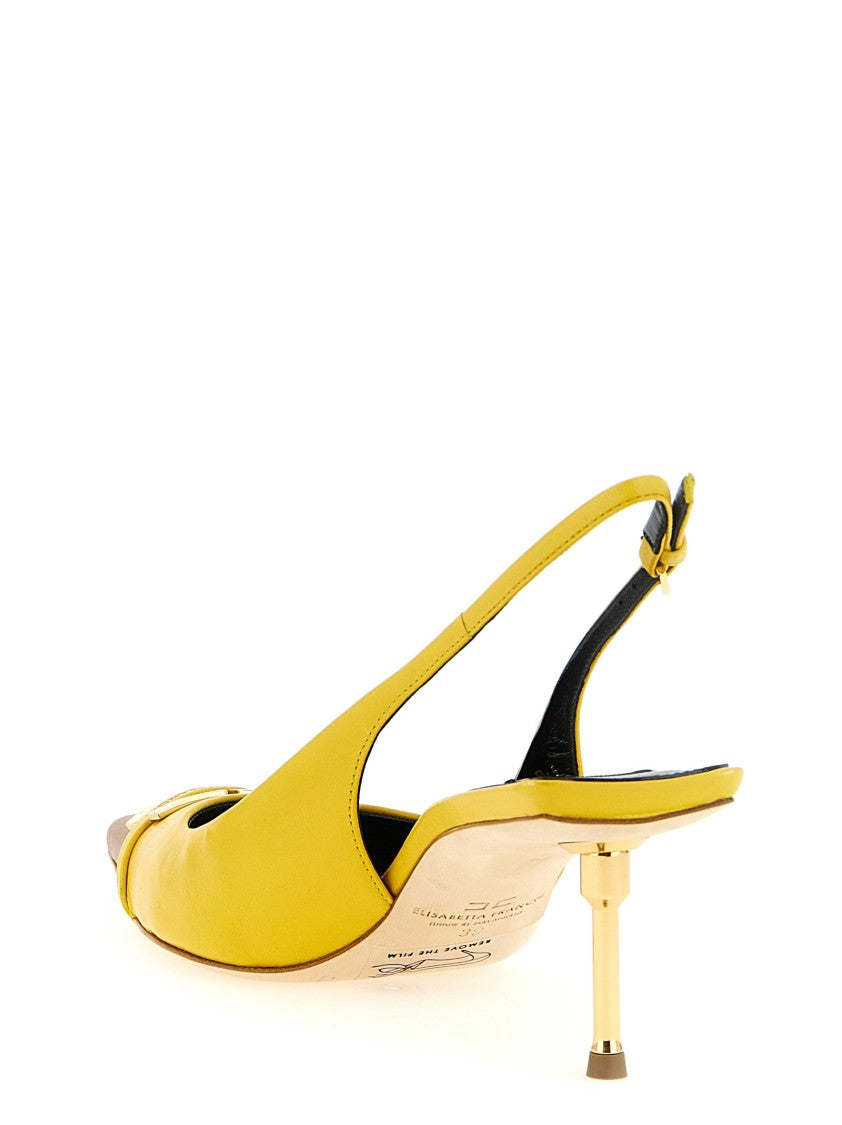 Elisabetta Franchi Leather Slingback With Pointed Toe And Sculptural Heel