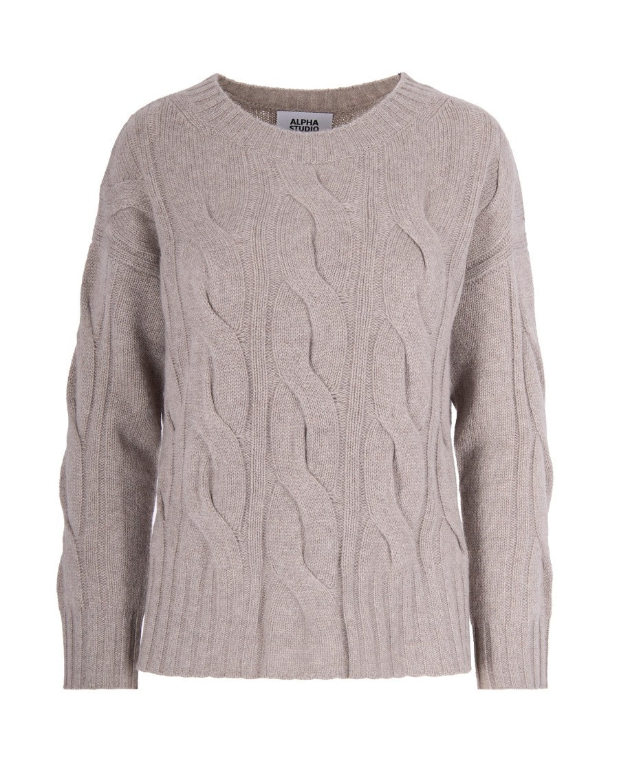 Alpha Studio Greige Cashmere Sweater