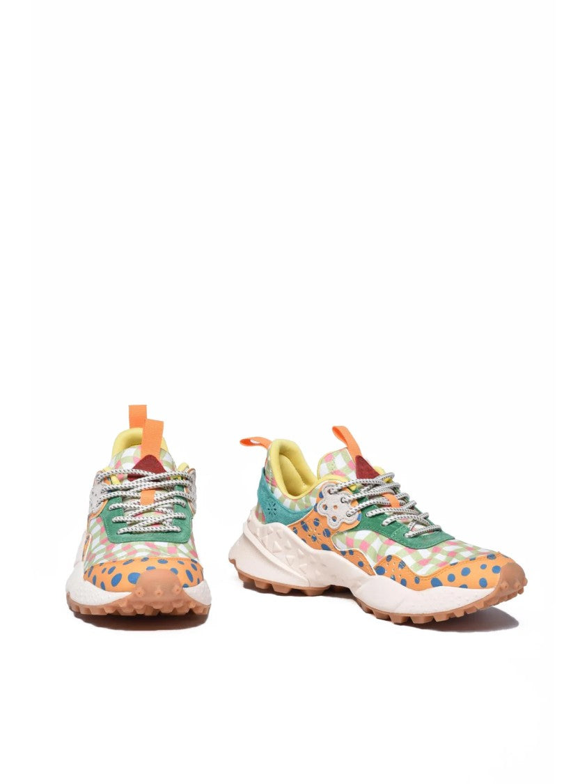 Flower Mountain Orange Blue Mixed-Material Low-Top Sneakers