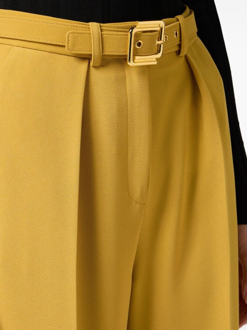 Elisabetta Franchi Beige High-Waisted Trousers With Pleated Detailing
